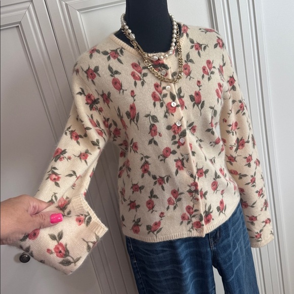 Wool Angora Floral Button-Up Cardigan - Picture 3 of 6